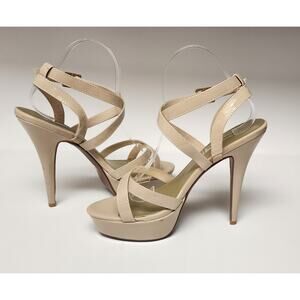 Touch Up Andrea Faux Patent Leather High Heel Pump Shoes Color Beige Size 9M